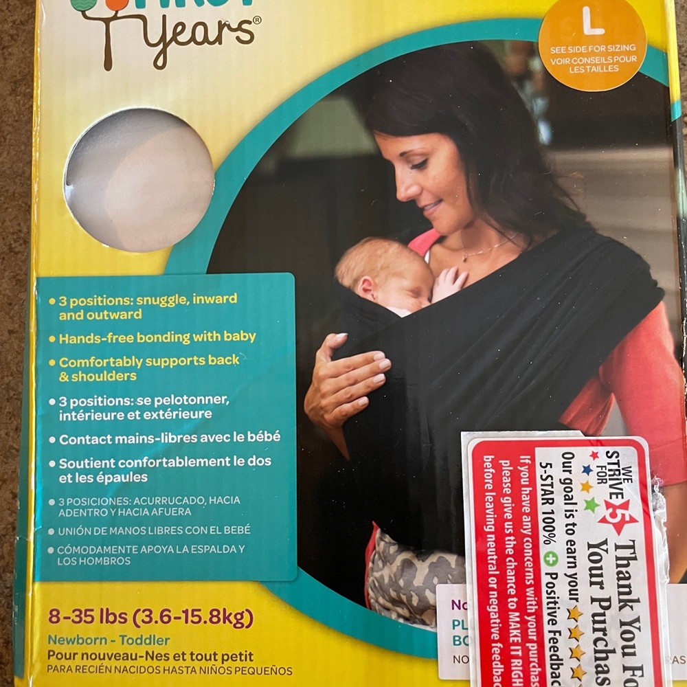 The First Years Baby Stretch Carrier - Size Large. Color Black. Brand new.